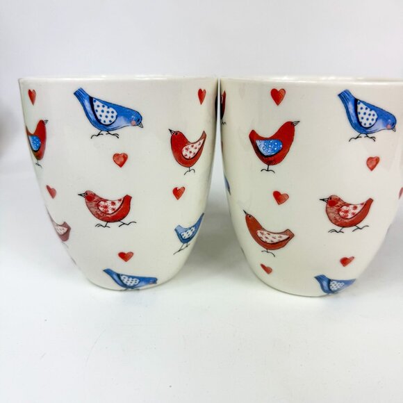 Queens Churchill Alex Clark Mellow Yellows Love Birds Coffee Mugs Red & Blue - Picture 4 of 5